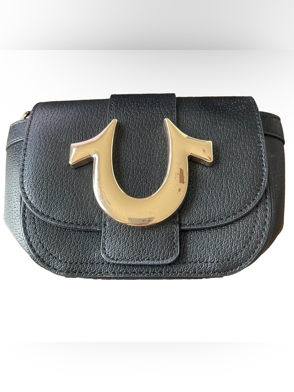 Y2K True Religion Mini Flap Horseshoe Logo Crossbody Bag Black Clutch